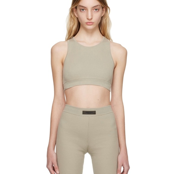 Fear of God ESSENTIALS SS23 knit rib sport tank crop top sports bra | M in Seal - Picture 4 of 11